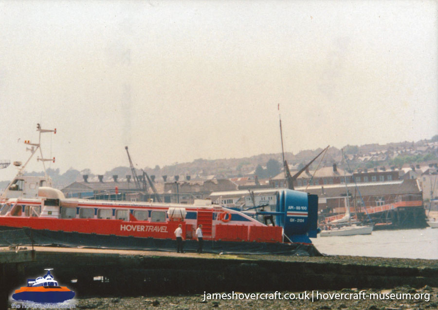 AP1-88 hovercraft with Hovertravel -  (credit: The <a href='http://www.hovercraft-museum.org/' target='_blank'>Hovercraft Museum Trust</a>).